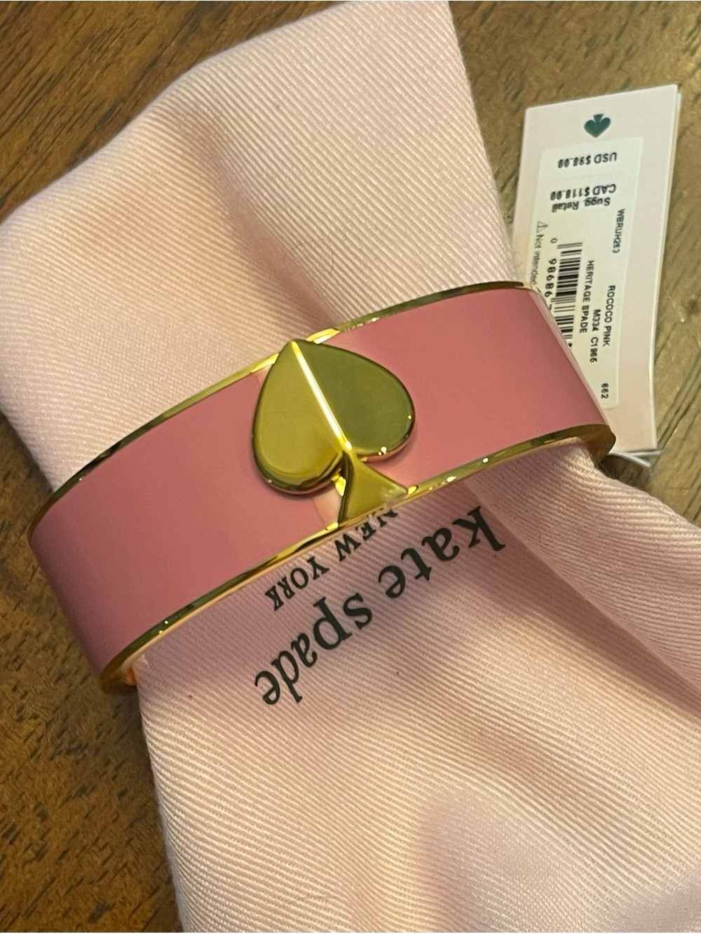 NWT~KATE SPADE~Heritage Spade Hinged Bangle Bracelet, Rocco Pink - Picture 2 of 2